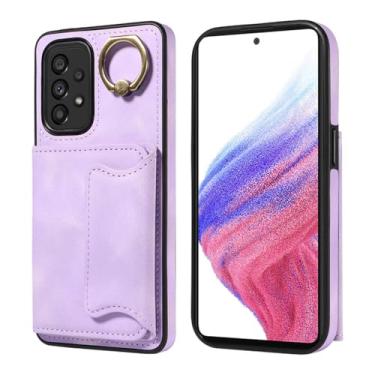Imagem de Capa de couro para carteira Ring Hoder Card Solt para Samsung Galaxy S23 Ultra S22 Plus A54 a14 A24 A34 A54 A53 A23 Kickstand Phone Case, roxa, para Galaxy A24 4G (A25 5G)