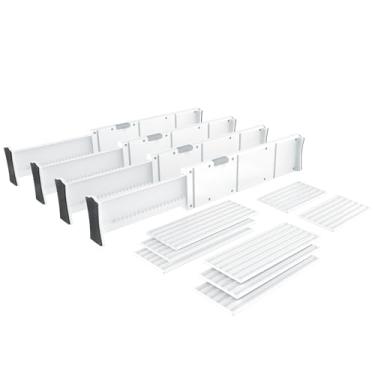 Imagem de KABUM Organizador de gaveta ajustável atualizado, organizador de cômoda, organização expansível para casa, escritório, 7 cm de altura, expansível de 29,7 cm a 47 cm, 4 divisórias com 6 inserções