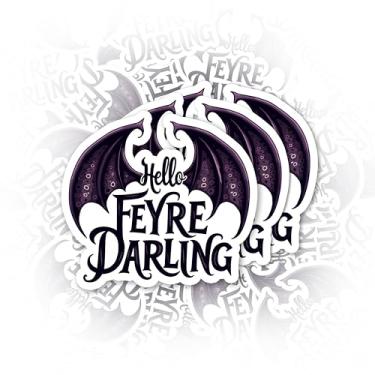 Imagem de Conjunto de 3 peças Hello Feyre Darling Adesivo Engraçado ACOTAR Quarta Asa Dragão Fantasia Humor Adesivo Livrável Chapéu Rígido Impermeável 5 cm Vinil Recortado para Garrafa de Água Laptop Telefone