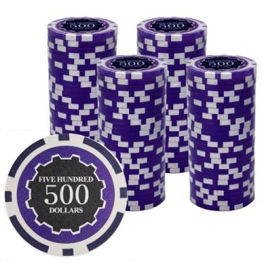 Imagem de Gamers Lounge Fichas de pôquer Eclipse 14 gramas (pacote com 100) - Composto de argila pesada ($500 roxo)