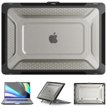 Imagem de LJFLYXRI Capa protetora de TPU compatível com MacBook Air de 13 polegadas [modelos: M4 A3240/M3 A3113/ M2 A2681] Capa rígida resistente antirachaduras com suporte (preto, M4 A3240/M3 A3113/ M2 A2681)