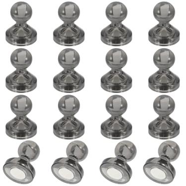 Imagem de PATIKIL 16 pinos de ímãs, 0,8 x 0,6 ímãs fortes de geladeira quadro branco magnético tachinhas decorativas para geladeira Locker calendário escritório, cinza