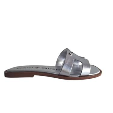 Imagem de Rasteirinha Couro Feminina Cravo e Canela - Prata