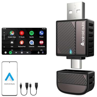 Imagem de ByteWave Adaptador automotivo sem fio Android, NFC 2025 converte com fio para adaptador automotivo sem fio com WiFi de 5,8 GHz, mini dongle Bluetooth compatível com carros Android 12+ e 2016+, USB-A/C