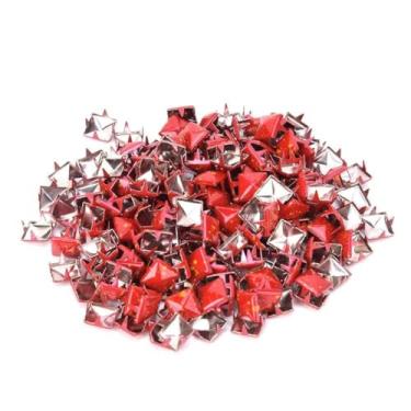 Imagem de 9mm Punk Rebite Diy Graffiti Garra Rebite Elegante Sapato Decorações Saco Chapéu Acessórios Vendas Diretas da Fábrica (Pontos amarelos em fundo vermelho)