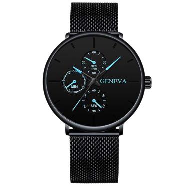 Imagem de Color Pointer Alloy Mesh Belt Relógio de quartzo Cinto masculino Relógio de quartzo