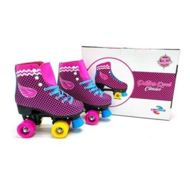 Imagem de Patins Quad Clássico Rosa Xadrez 34/36/38 Unitoys Tam - 36