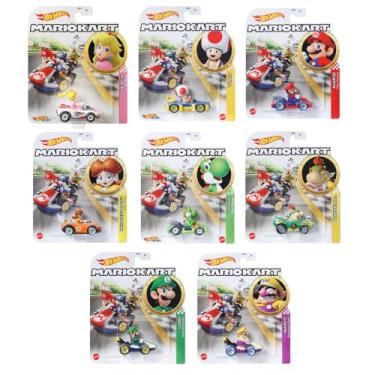 Imagem de Hot Wheels Mario Kart Die-Cast Character Cars Collection, Bundle of 8, Nintendo Gaming Vehicles GBG25-957M