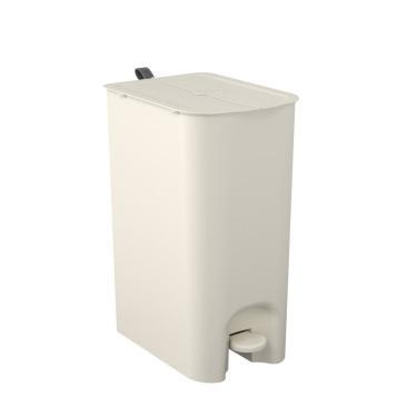 Imagem de Lixeira com Pedal Borboleta Dupla 20L (10+10) Bege com Alça Cinza Coza