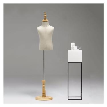 Imagem de Manequim de costura infantil manequim infantil ajustável corpo torso para costura, vestido infantil forma manequim corpo exibição com base de madeira, serve para todos os tipos de roupas, B, 135#