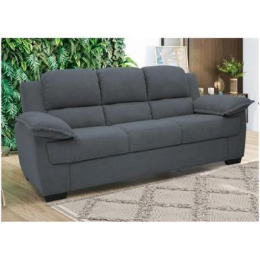 Imagem de Sofá 3 Lugares Suede Carmel Linoforte, Grafite, 3 lugares