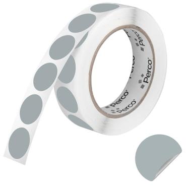 Imagem de Perco Etiquetas adesivas redondas de 2,5 cm cinza com adesivo removível – 1.000 etiquetas por rolo – Versáteis, cores vibrantes, retenção confiável, sem resíduos, perfuradas para uso conveniente