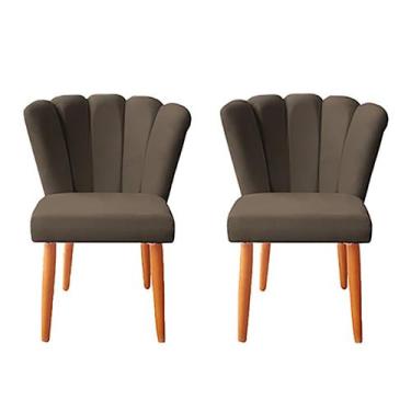 Imagem de Kit 2 Cadeiras De Jantar Estofadas Reforçada Decorativa Pétala Suede -