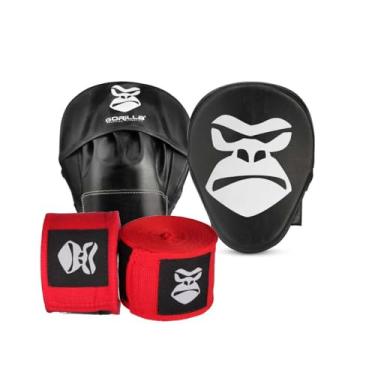 Imagem de Manopla De Foco - Aparador De Soco Muay-Thai Boxe + Faixa de Mao Boxe - Bandagem/Atadura - Gorilla