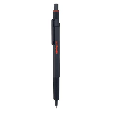 Imagem de rOtring Caneta esferográfica de metal retrátil 600, ponta média, tinta preta, barril preto, ótimo presente para colega de trabalho