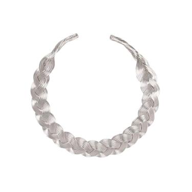 Imagem de Touchstone Joias indianas de Bollywood feitas à mão, colar de torque elegante em branco ou dourado ou prateado oxidado para mulheres., Liga metálica, Sem Pedra Preciosa