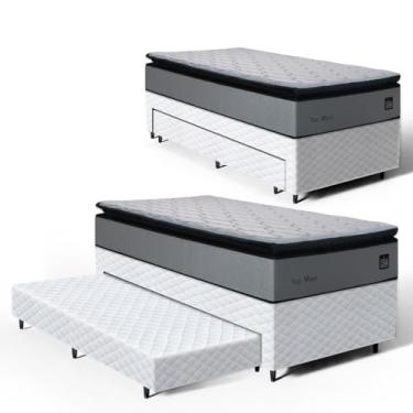 Imagem de Cama Box com Colchão de Espuma D33 Pillow Top Maxx + Auxiliar de Espuma Unique Solteiro 88cm