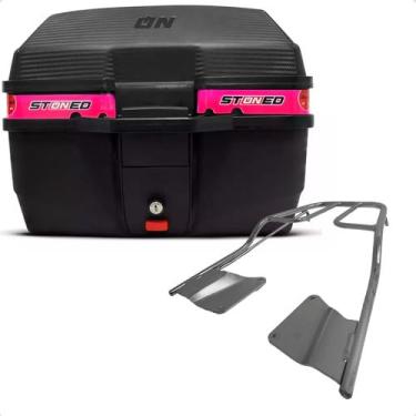 Imagem de Bau Moto Bauleto Stoned 35 Litros Bagageiro Titan 160 16/23 - Faixa Rosa