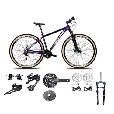 Imagem de Bicicleta Aro 29 Absolute Nero 5 Kit 2x9 Gta Sunrun Freio Disco K7 Garfo com Trava Pneu Faixa Bege (Roxo, 19)