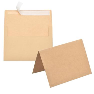 Imagem de PATIKIL Pacote com 20 envelopes marrons claros, 12 x 17 cm, envelopes autoselados A7 com cartolina dobrada para cartões comemorativos, convites de casamento, aniversário, convites para envio de cartas