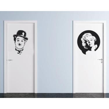 Imagem de Adesivo Decorativo Marilyn Monroe e Charlie Chaplin ideal para porta d