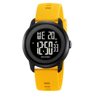 Imagem de Relógio de pulso com cronômetro para homens e mulheres, relógio digital esportivo com contagem regressiva (yellow)