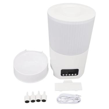 Imagem de Alimentador de gatos automáticos 3l de grande capacidade de controle remoto timer smart automático alimento para animais de estimação dispensador para casa interna (Versão do botão branco)