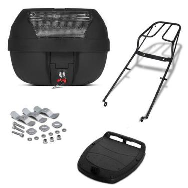 Imagem de Baú Bauleto Preto 28 Litros Com Refletor Pro Tork + Bagageiro Moto, CR