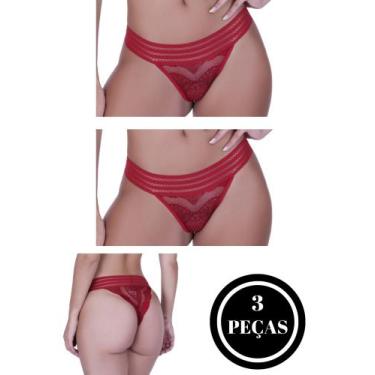 Imagem de KIT 3 Calcinha Elástico Fio Renda - c2 KIT 3 MAITÊ - TERRA E MAR MODAS
