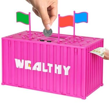 Imagem de Cofrinho para crianças, recipiente inquebrável de blocos de construção, caixa de economia de dinheiro para adultos, banco digital de contagem de moedas com contador LCD, ótimos presentes infantis para