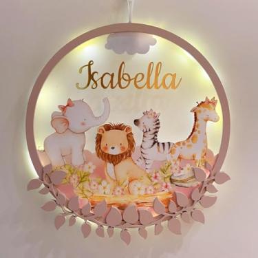 Imagem de Porta Maternidade Safari Menina 3 Acrílico e Led