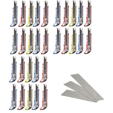 Imagem de 30 Estiletes Profissional Com Trava De Metal 18mm E Lâminas - Yara