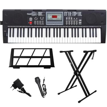Imagem de Kit Teclado Musical Portátil 61 Teclas Rhythmic 80 Bluetooth com Suporte em X