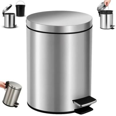 Imagem de Lixeira Inox 5 Litros Cesto de Lixo para Banheiro Cozinha Yab, YAB1003