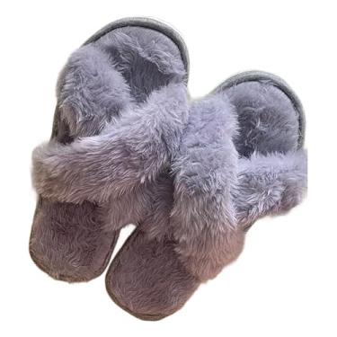 Imagem de Pantufa Feminina Tipo Chinelo para Quarto – Solado Macio (Cinza, BR, Adulto, Faixa Numérico, 43, 44)
