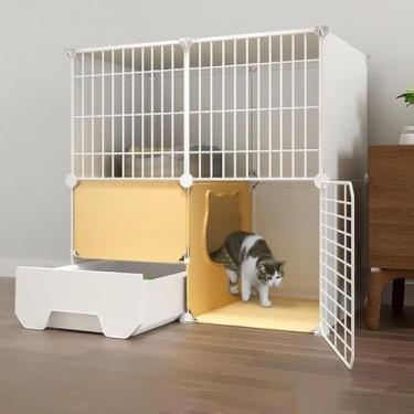 Imagem de Cercadinho Para Gatos Gaiolas Para Gatos Gaiola Para Gatos Diy Interna, Caneta Para Animais Pequenos Com Porta, Gaiolas De Malha De Arame Para Uso Interno/Externo, Cercad, White, 75x49x75cm