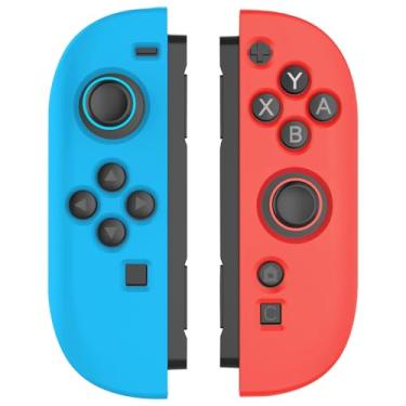 Imagem de Elonbo Capa de silicone para controles Joy Con Nintendo Switch 2, Switch 2, capa protetora de borracha macia para Nintendo Switch 2, azul + vermelho