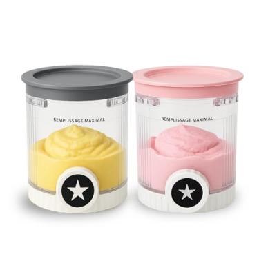 Imagem de Pacote com 2 recipientes de reposição para Ninja Creami Swirl série NC700/NC701, 473 ml sem BPA (cinza/rosa)