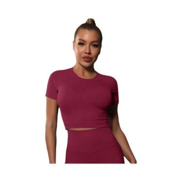 Imagem de Camiseta Esportiva Feminina Sem Costura - Ideal para Ioga, Fitness e T
