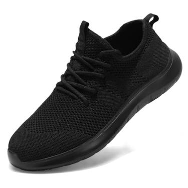 Imagem de Yamepp Tênis Feminino Sem Cadarço Para Caminhada, Leve, Respirável, Esportivo, Academia, Treino Cruzado, Todos Pretos, 8