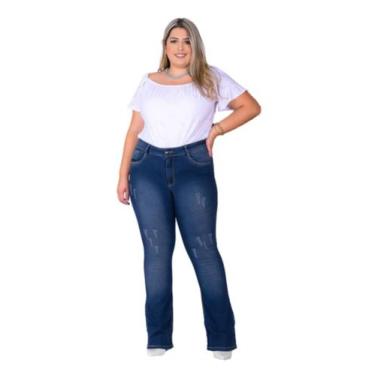 Imagem de Calça Feminina Jeans Flare Plus Com Bolso Falso - Razon Jeans, 48