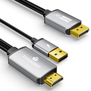 Imagem de THANDBLE Cabo HDMI ativo para DisplayPort 10 pés, 4K 60Hz 1080p 120Hz, fonte HDMI unidirecional para monitor DP cabo de porta de exibição compatível com PC, laptop, computador, NVIDIA, AMD, PS5/4