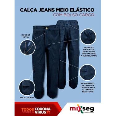 Imagem de Calça Jeans Masculina Meio Elástico Bolso Cargo - MixSeg, GG