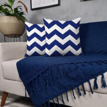 Imagem de Genérico, Kit Manta Para Sofá Azul + 2 Capas De Almofada Com Zíper 03