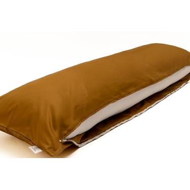 Imagem de LUNOA Capa de almofada corporal com zíper - Feita no Japão - 59"x20" (150 x 50 cm) - 100% algodão - Tecido grosso e opaco - Lavável - LU9150R bege mocha