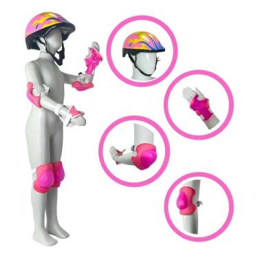 Imagem de 2X Kit Proteção Capacete Joelheiras Cotoveleiras Infantil Zi