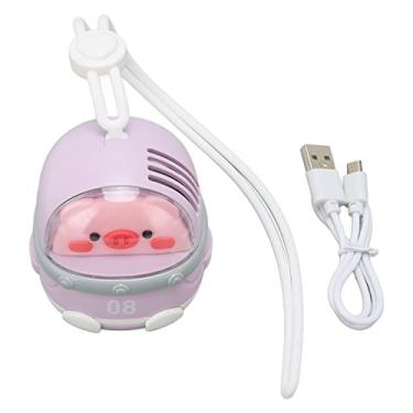 Imagem de Ventilador de colar recarregável, design sem lâminas, portátil, pendurado no pescoço, carregador USB, ventilador, colar de forma arredondada para viagem, acampamento (porco)