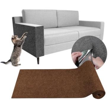 Imagem de Tapete Arranhador Pet Gatos Cama Box e Canto De Sofá Protetor de Sofá, Autoadesivo, Cortável e Antiestresse | Protege Móveis, Portas e Paredes KAMUFLE (Marrom)
