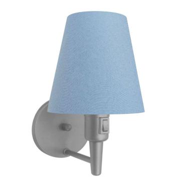Imagem de Arandela Cone Md-2013 Cinza C- Inter Liga E Desl Cúpula Em Tecido Azul Bebê - Bivolt