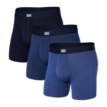 Imagem de SAXX Underwear Co. - Cueca boxer masculina Daytripper Fly 3Pk com suporte embutido – Roupa íntima masculina, Sprt Blu Htr/Blbrry/Mrtme, G